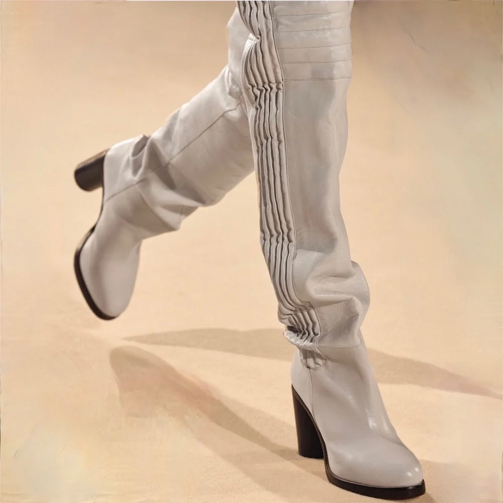 Isabel Marant Laelle Over-The-Knee White Boots Sz 40 ( IT39 / US9  ) New